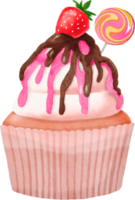 Watercolor cute cupcake png