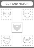 Cut and match parts of Leprechaun beard, game for children. Vector illustration, printable worksheet