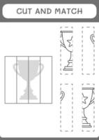 Cut and match parts of Trophy, game for children. Vector illustration, printable worksheet