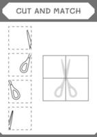 Cut and match parts of Scissor, game for children. Vector illustration, printable worksheet