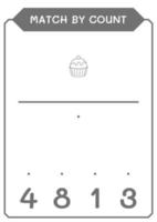 Match by count of Cupcake, game for children. Vector illustration, printable worksheet