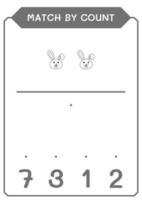 Match by count of Rabbit, game for children. Vector illustration, printable worksheet