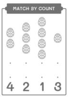 partido por conteo de huevos de pascua, juego para niños. ilustración vectorial, hoja de cálculo imprimible vector