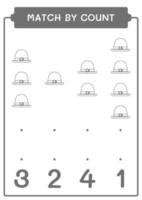 Match by count of St. Patrick's Day hat, game for children. Vector illustration, printable worksheet