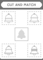 Cut and match parts of Bell, game for children. Vector illustration, printable worksheet