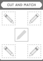 Cut and match parts of Pencil, game for children. Vector illustration, printable worksheet