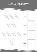 How many of Push pin, game for children. Vector illustration, printable worksheet