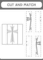 Cut and match parts of Christian cross, game for children. Vector illustration, printable worksheet