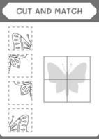 cortar y unir partes de mariposa, juego para niños. ilustración vectorial, hoja de cálculo imprimible vector