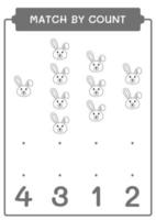 Match by count of Rabbit, game for children. Vector illustration, printable worksheet