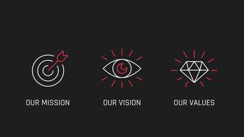 Our Mission, Vision and Values Icon Cool Animation, Five Different Colors of Themes, Luma Matte Selection video