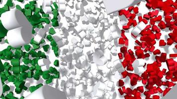 Coeurs dynamiques 3d tombant et créant le drapeau de l'italie, le jour de l'indépendance, la fête nationale, le rendu 3d