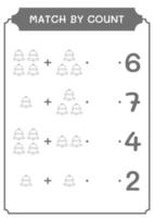 Match by count of Bell, game for children. Vector illustration, printable worksheet