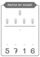 Match by count of Flower, game for children. Vector illustration, printable worksheet