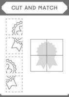 Cut and match parts of Clover badge, game for children. Vector illustration, printable worksheet