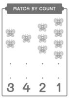 partido por conteo de mariposa, juego para niños. ilustración vectorial, hoja de cálculo imprimible vector
