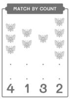 Match by count of Butterfly, game for children. Vector illustration, printable worksheet