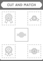 Cut and match parts of Clover badge, game for children. Vector illustration, printable worksheet