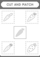 Cut and match parts of Carrot, game for children. Vector illustration, printable worksheet