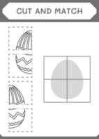 Cut and match parts of Easter egg, game for children. Vector illustration, printable worksheet