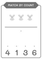 Match by count of Rabbit, game for children. Vector illustration, printable worksheet