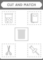 Cut and match parts of Chemistry flask, game for children. Vector illustration, printable worksheet