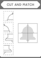 Cut and match parts of Bell, game for children. Vector illustration, printable worksheet