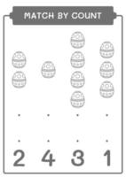 Match by count of Easter egg, game for children. Vector illustration, printable worksheet