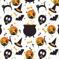 Ghost Spiderweb Black skull Pumpkin Bat Spider candies Horror Happy Halloween Pattern Background photo