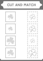 Cut and match parts of Clover, game for children. Vector illustration, printable worksheet