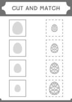 Cut and match parts of Easter egg, game for children. Vector illustration, printable worksheet