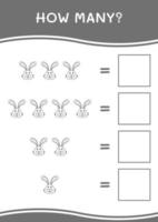 cuantos de conejo, juego para niños. ilustración vectorial, hoja de cálculo imprimible vector