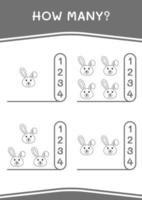 How many of Rabbit, game for children. Vector illustration, printable worksheet
