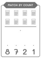 Match by count of Calculator, game for children. Vector illustration, printable worksheet