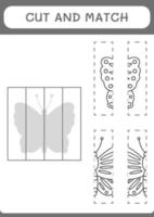 Cut and match parts of Butterfly, game for children. Vector illustration, printable worksheet