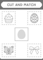 Cut and match parts of Easter egg, game for children. Vector illustration, printable worksheet