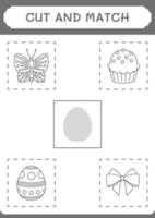 Cut and match parts of Easter egg, game for children. Vector illustration, printable worksheet