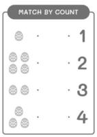 Match by count of Easter egg, game for children. Vector illustration, printable worksheet