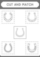 Cut and match parts of Horseshoe, game for children. Vector illustration, printable worksheet