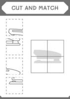 Cut and match parts of Stapler, game for children. Vector illustration, printable worksheet