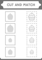 cortar y unir partes de cupcake, juego para niños. ilustración vectorial, hoja de cálculo imprimible vector