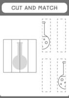 Cut and match parts of Chemistry flask, game for children. Vector illustration, printable worksheet