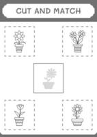 Cut and match parts of Flower, game for children. Vector illustration, printable worksheet