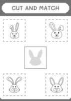 Cut and match parts of Rabbit, game for children. Vector illustration, printable worksheet