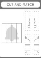 Cut and match parts of Bell, game for children. Vector illustration, printable worksheet