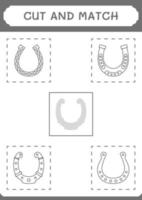 Cut and match parts of Horseshoe, game for children. Vector illustration, printable worksheet