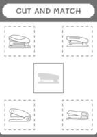 Cut and match parts of Stapler, game for children. Vector illustration, printable worksheet