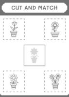 Cut and match parts of Flower, game for children. Vector illustration, printable worksheet