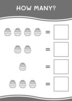 cuantos de huevo de pascua, juego para niños. ilustración vectorial, hoja de cálculo imprimible vector
