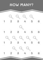 How many of Magnifying glass, game for children. Vector illustration, printable worksheet